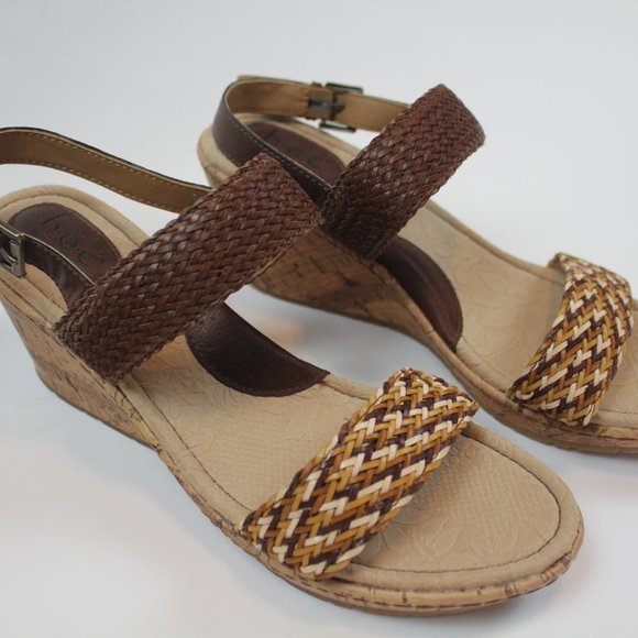 BOC Born Concept Brown Cork Wedge Woven Ankle Strap Sandals Womens Size 11 NEW - Picture 2 of 9